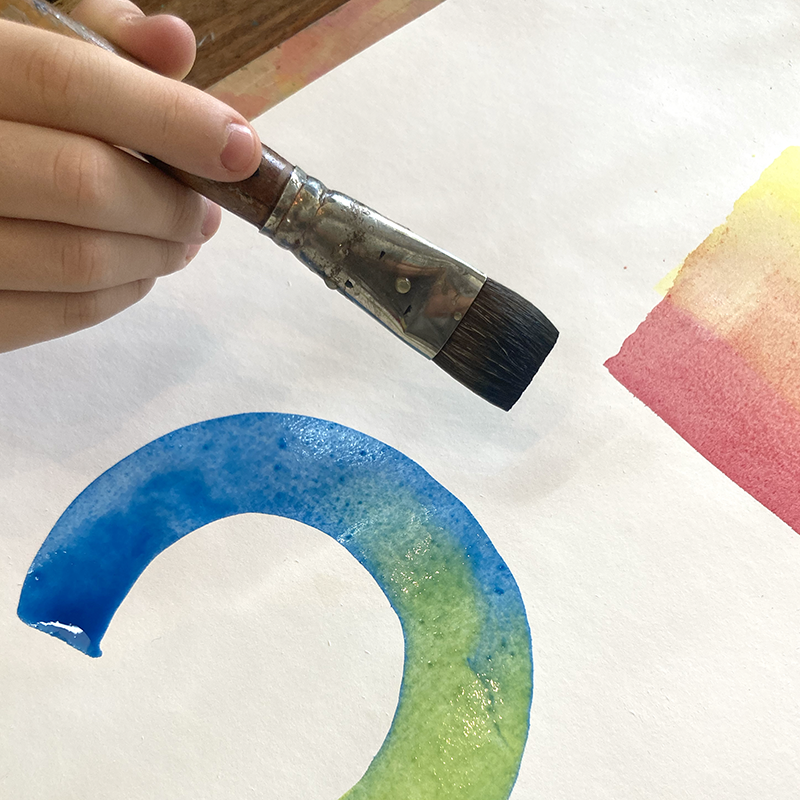 Kids wet on wet water color painting