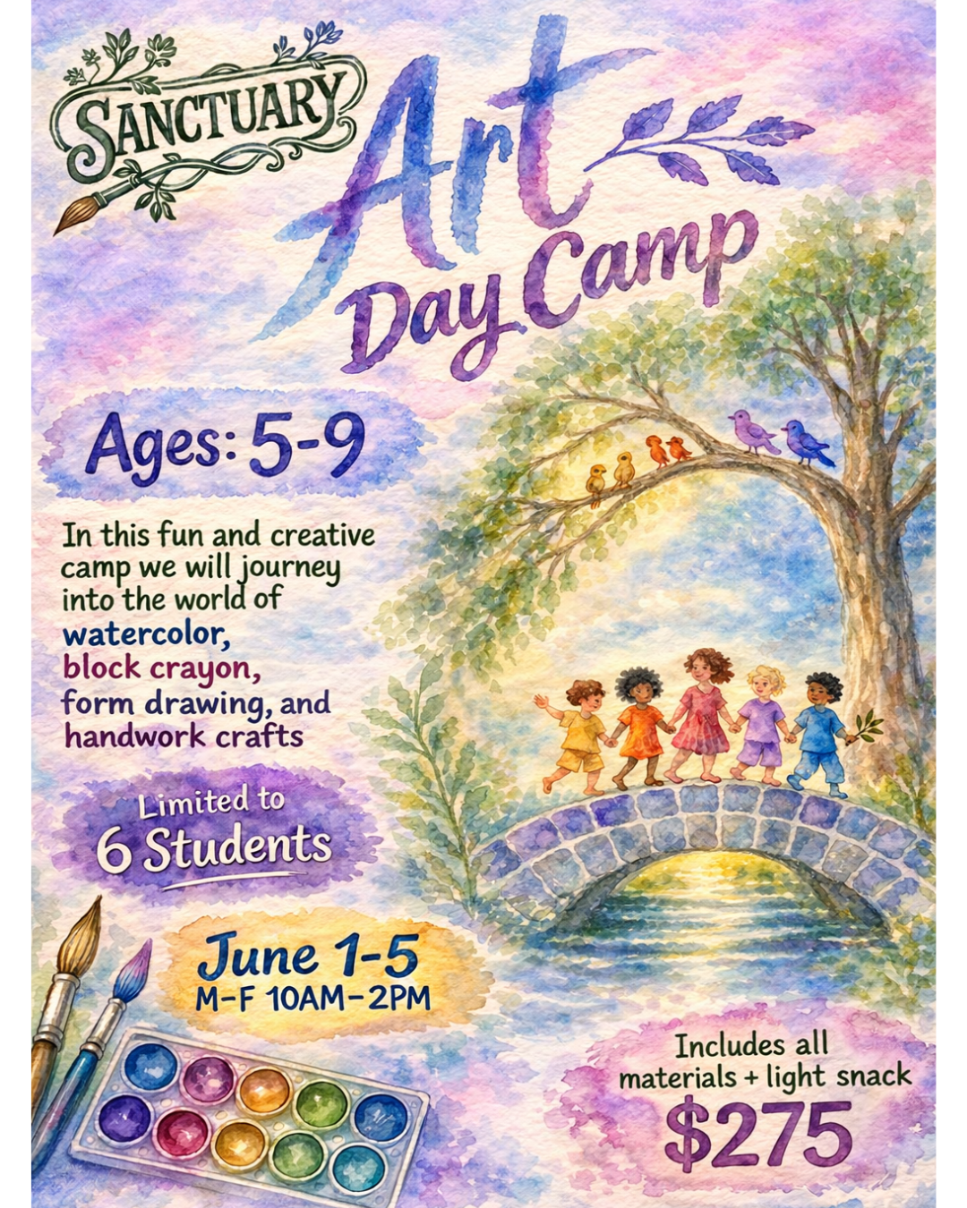 Summer Art Day Camp June 1-5 Sanctuary Arts & Crafts
