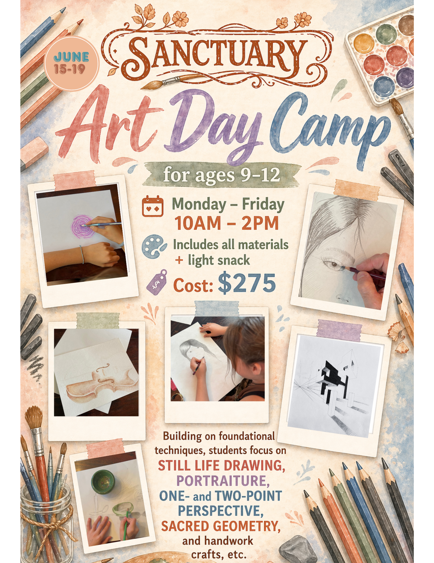 Summer Art Day Camp June 15-19 | 9-12 yrs Sanctuary Arts & Crafts