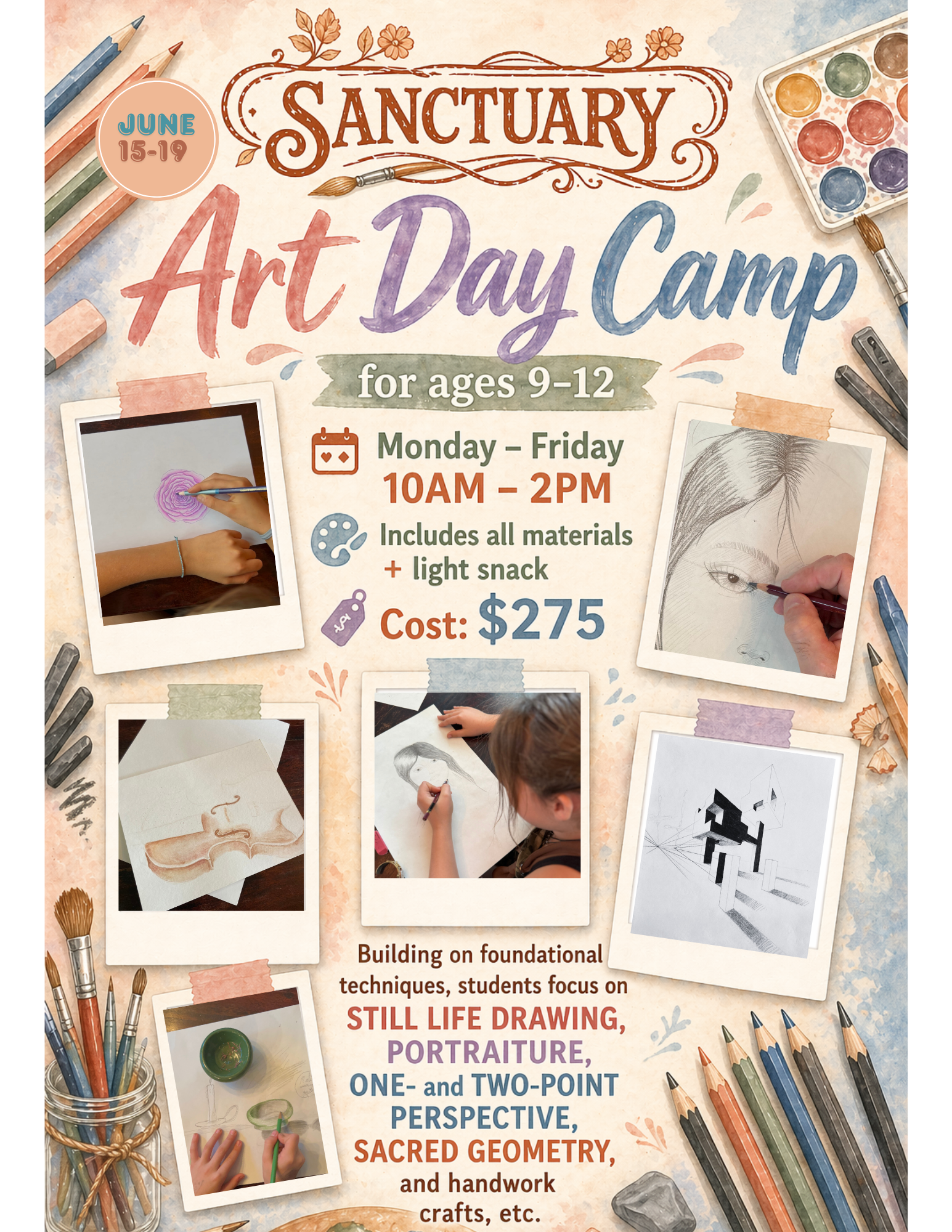 Summer Art Day Camp June 15-19 | 9-12 yrs Sanctuary Arts & Crafts